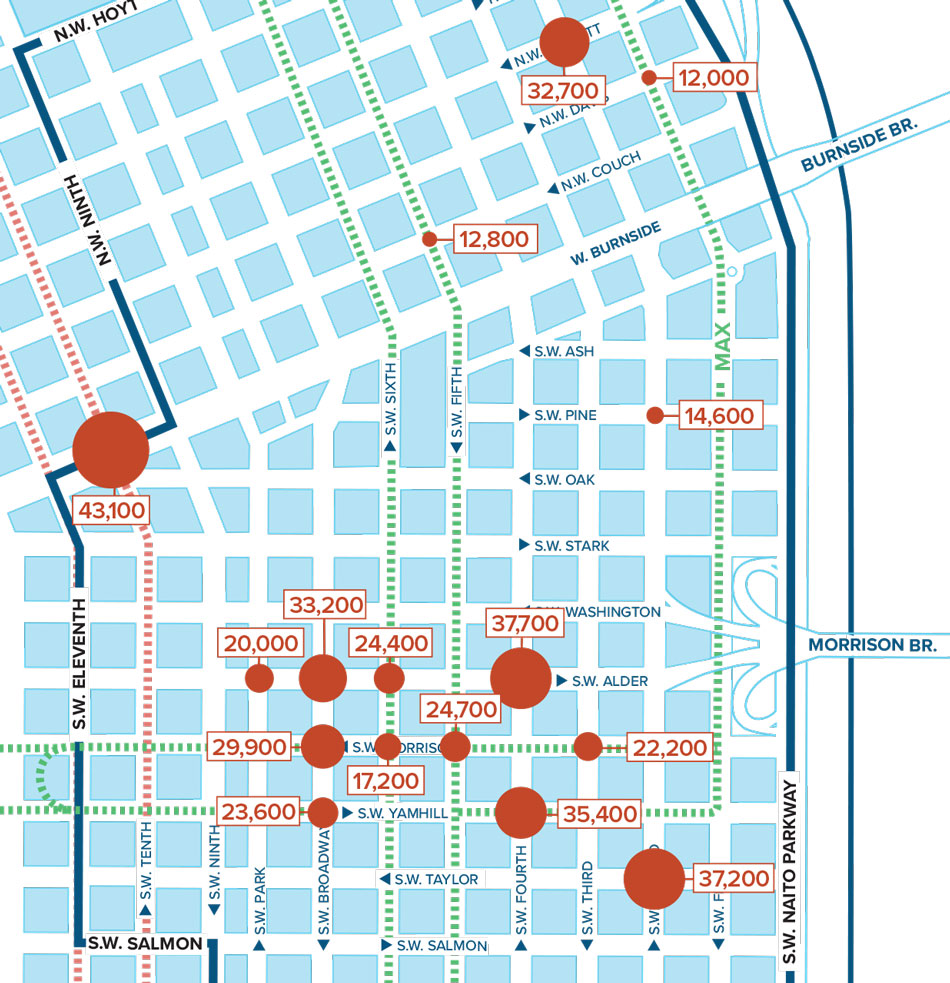 2022 Spring Pedestrian Count Map by Intersection