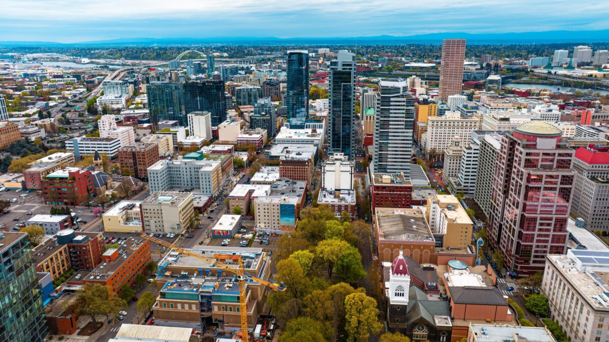 Aerial view of Downtown Portland.